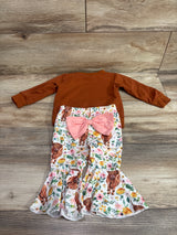 BULINGNA 2pc Highland Cow Sweatshirt & Flare Pants Set Brown sz 12-18m