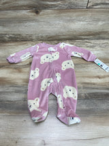 NEW Carter's Bear Print Velour Sleeper Pink sz Newborn