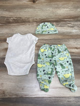 Sterling Baby 3pc Dino Bodysuit & Pants Set Oatmeal sz 3m