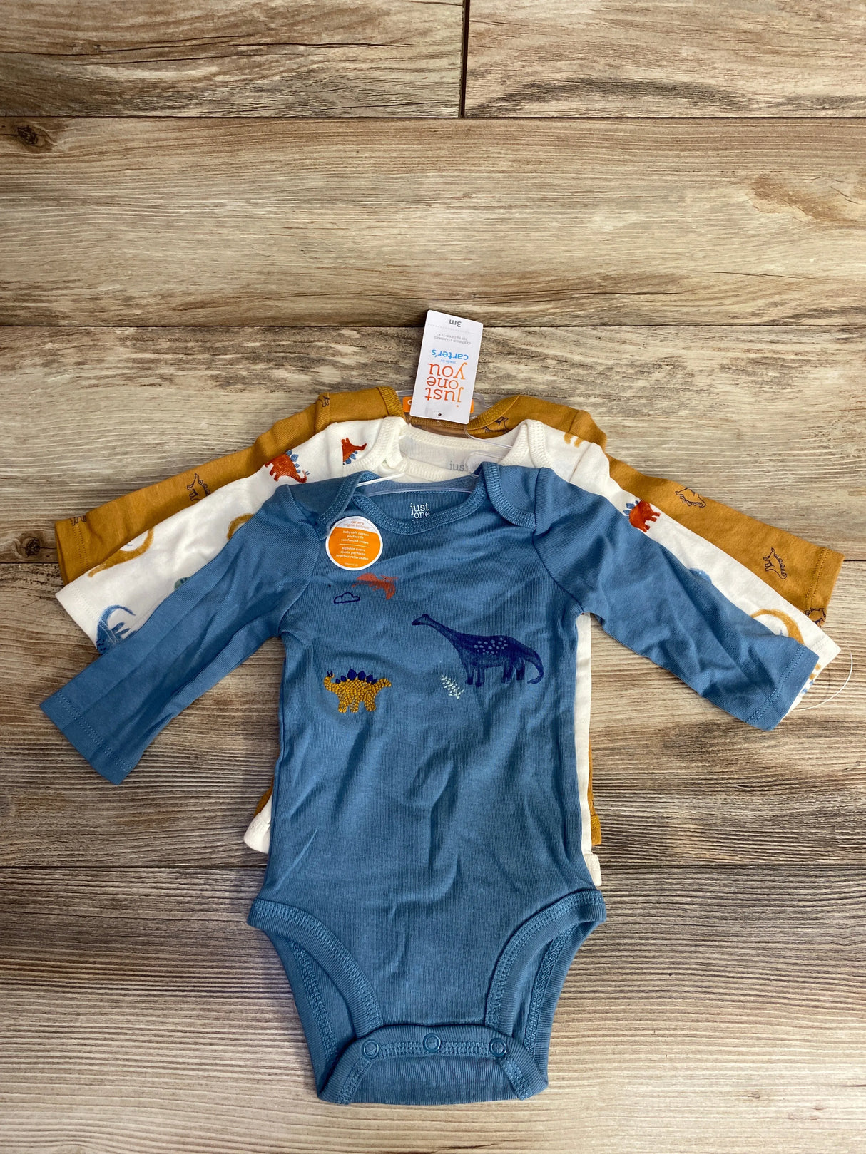 NEW Just One You 3pk Dinosaur Bodysuits Blue sz 3m