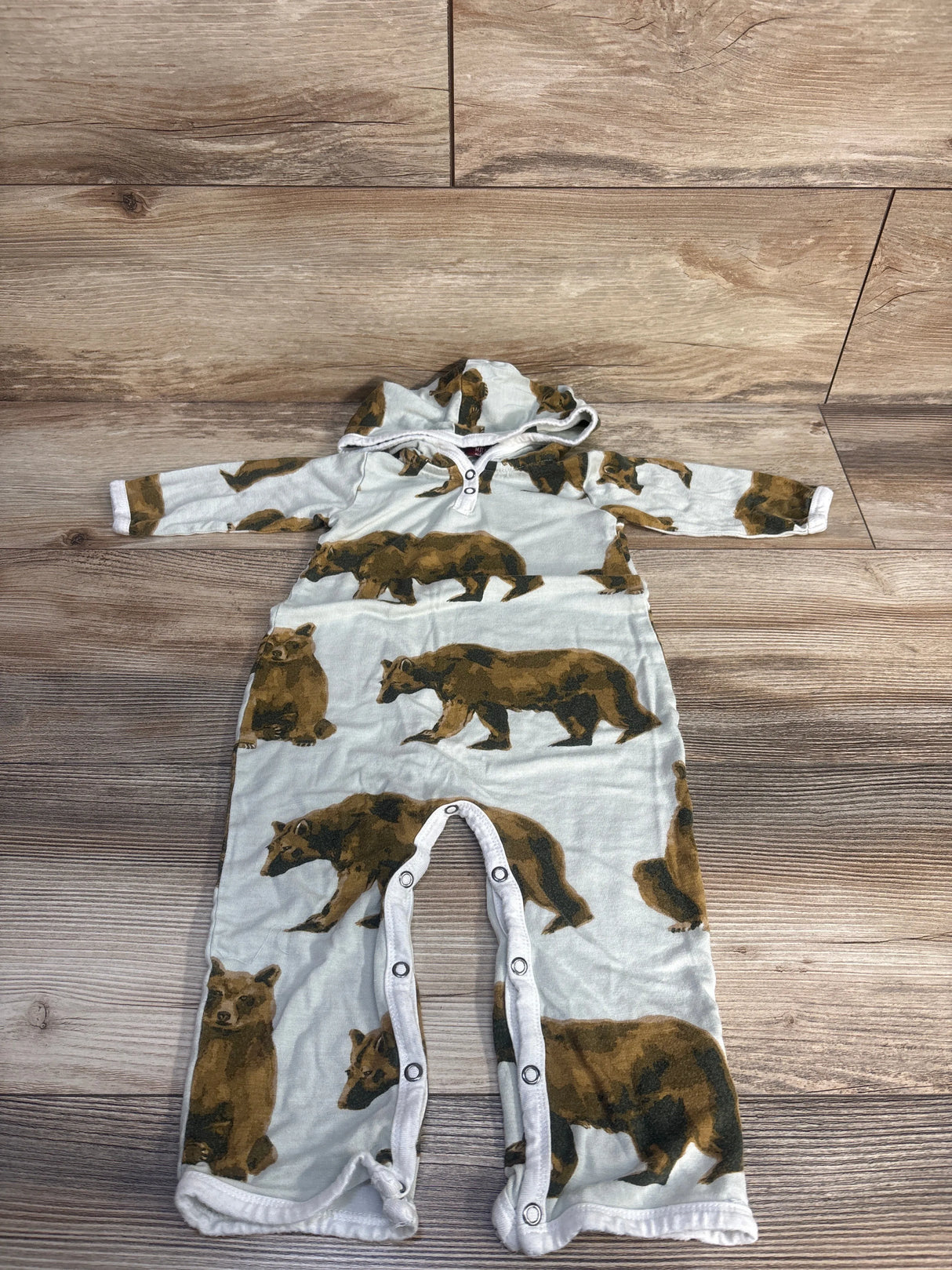 Milkbarn Bamboo Hooded Romper Coverall Mint sz 12-18m