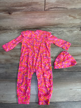 Delia*s Smile Face Ribbed Sleeper Hot Pink sz 3-6m
