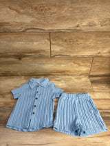 Shein 2pc Button-Up Shirt & Shorts Set Blue sz 3-4T