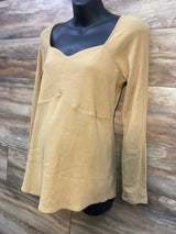 Isabel Maternity Rib Long Sleeve Top Tan sz XL