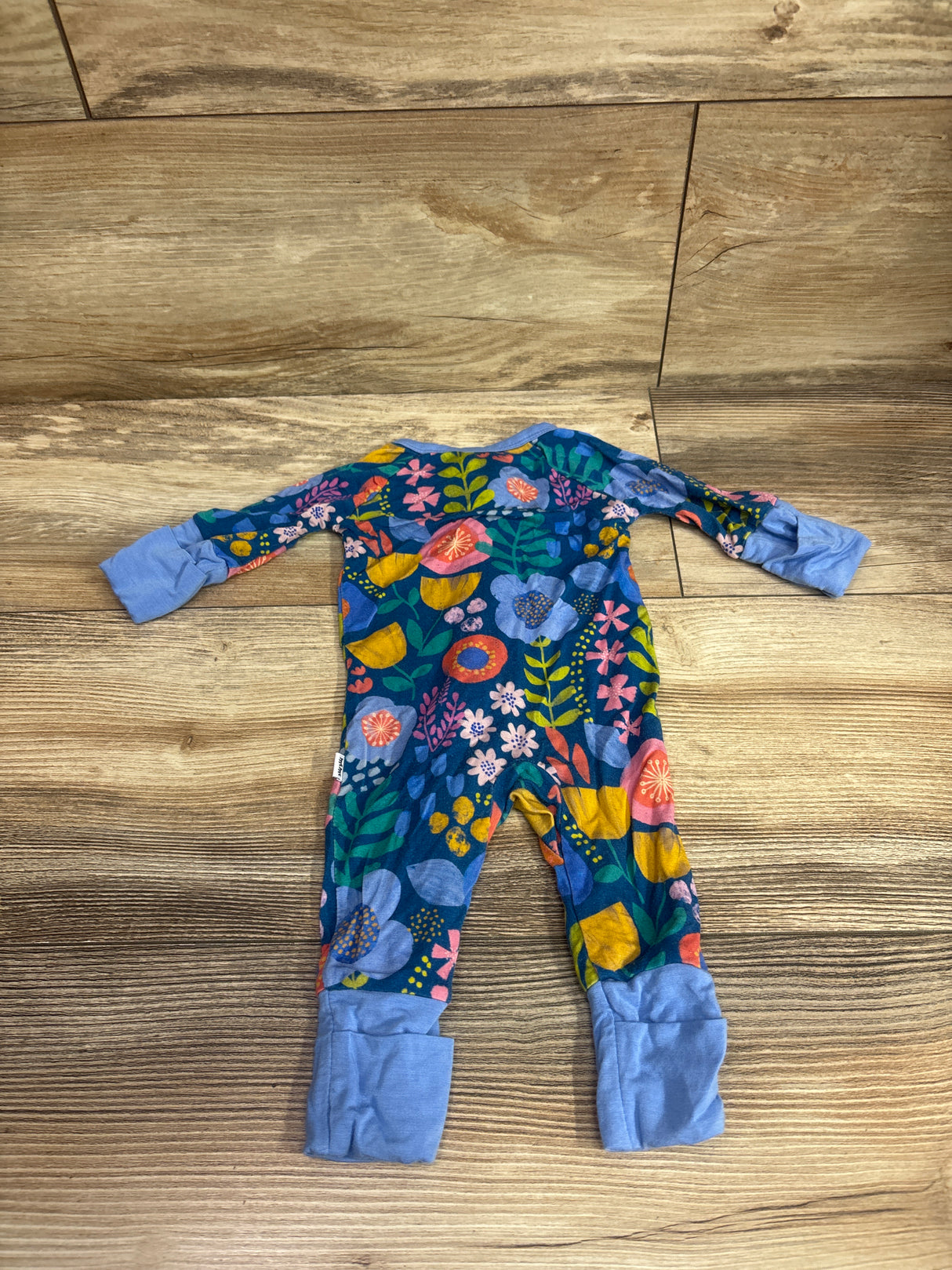 Little Sleepies Floral Bamboo Convertible Sleeper Blue sz Preemie