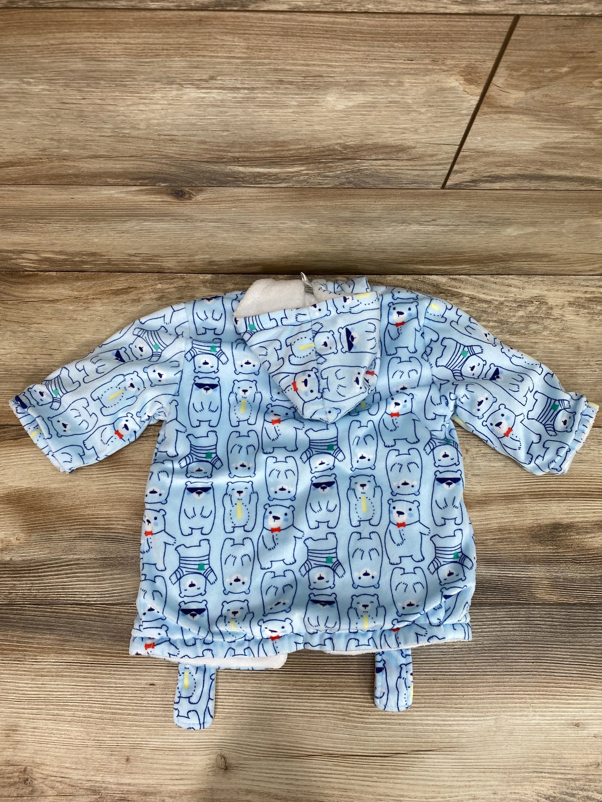 Bear Print Hooded Robe Blue sz 0-9m