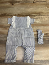Jessica Simpson Striped Ruffled Coverall Blue sz 6-9m