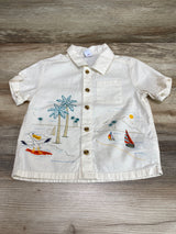 Old Navy Sailboats Button Up Shirt Cream sz 2T