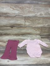 Rabbit + Bear Organic 2pc Long Sleeve Bodysuit & Pants Pink sz 3/6m