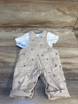 NEW Carter's 2pc Shirt & Anchor Print Overalls Set White sz Newborn