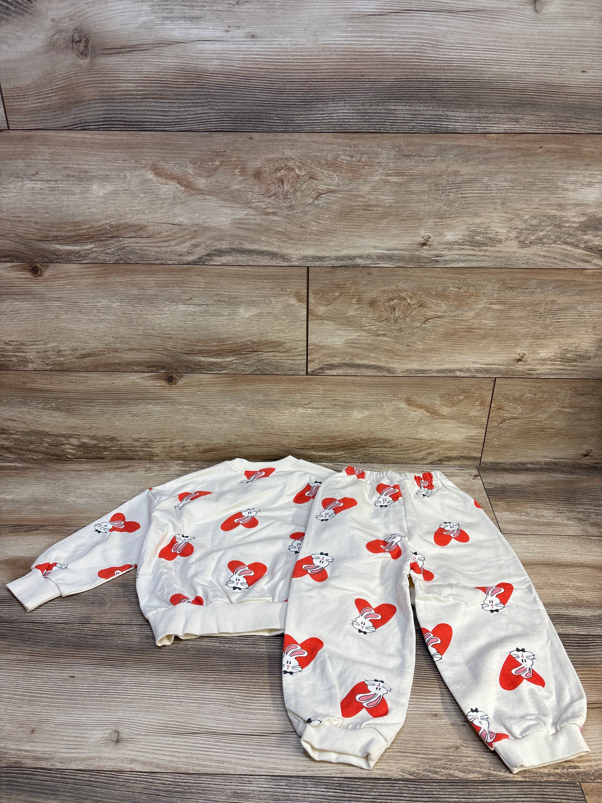 Ante.j Bunny Hearts 2pc Sweatshirt & Joggers Set White sz 5T