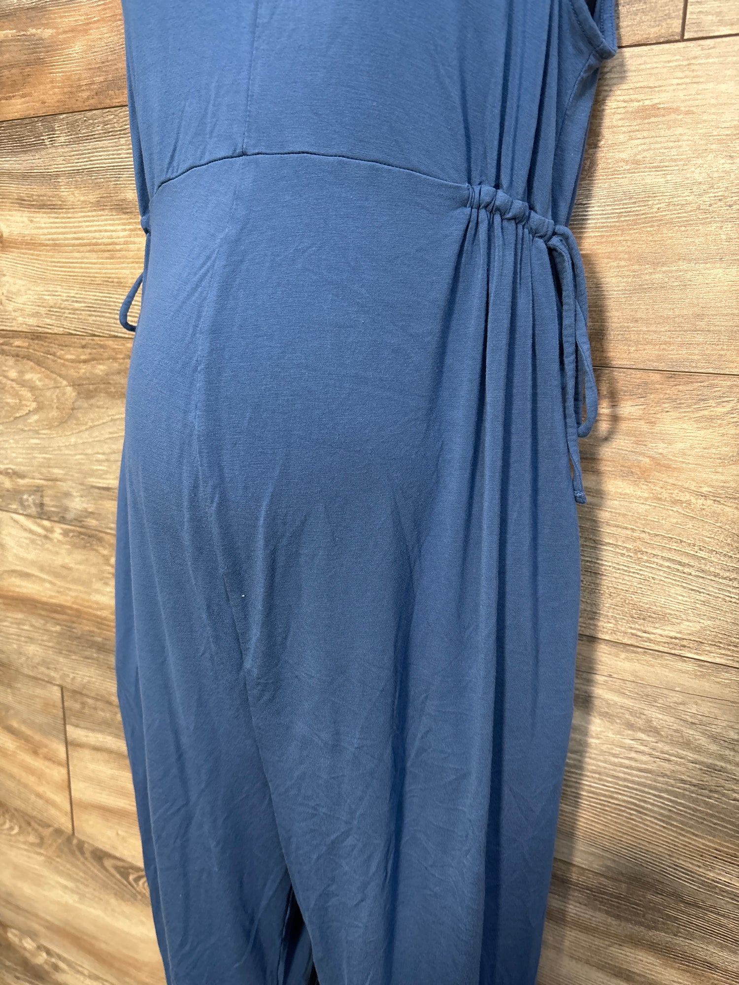 Isabel Maternity Knot Sleeve Tank Jumpsuit Blue sz Medium