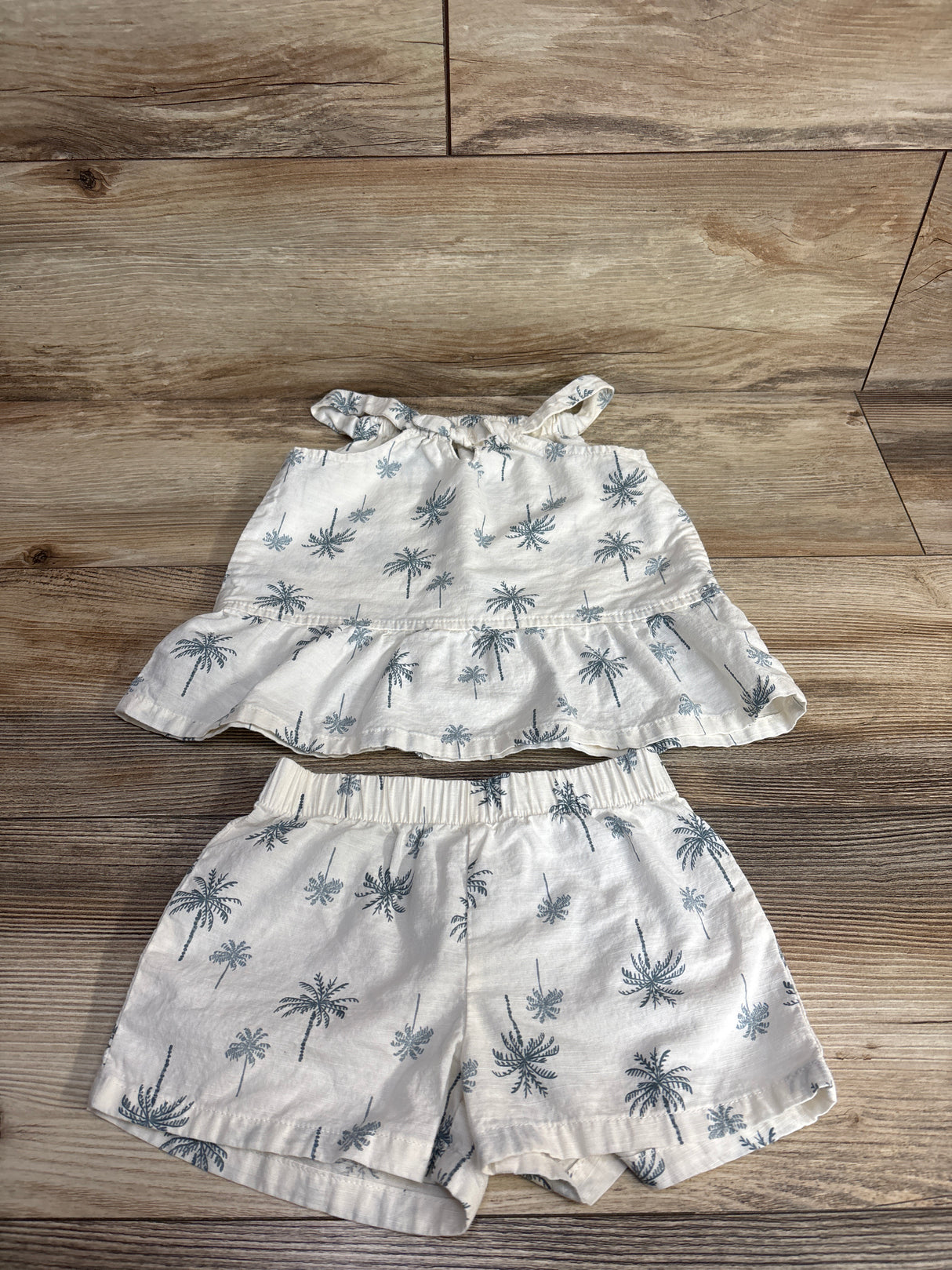 Carter's 2pc Palm Tree Print Tank Top & Shorts Set Ivory sz 2T