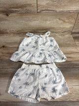 Carter's 2pc Palm Tree Print Tank Top & Shorts Set Ivory sz 2T