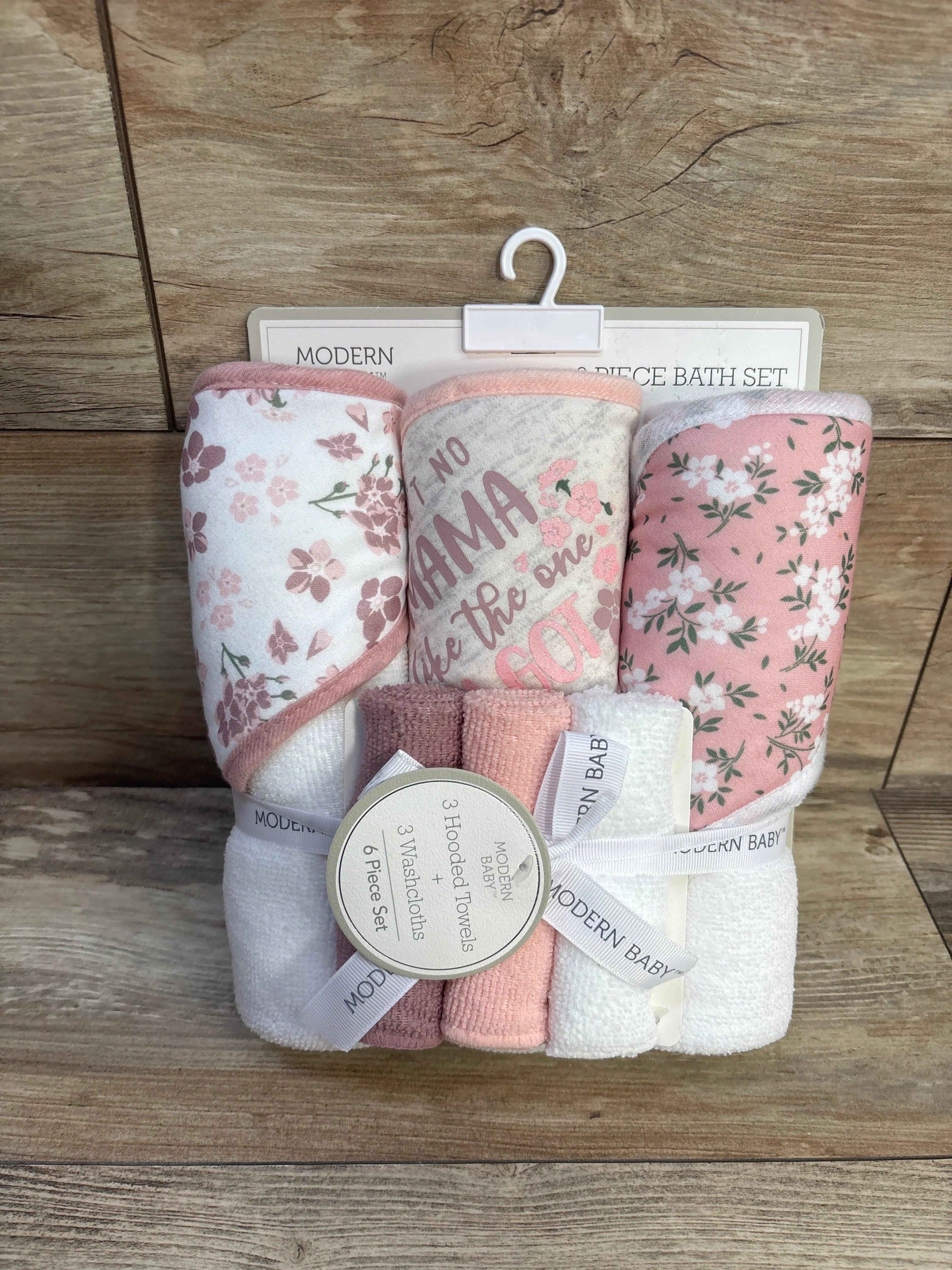 NEW Modern Baby 6pc Hooded Towel & Washcloth Set Pink – Me n Mommy
