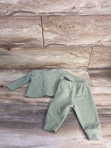 Rabbit Moon 2pc Textures Shirt & Pants Set Green sz 0-3m