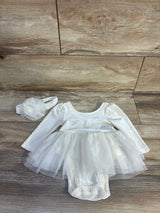 Baby Gap 2pc Velvet Tulle Bodysuit Dress & Headband Set Ivory sz 3-6m