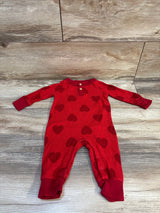 Cat & Jack Ribbed Heart Print Coverall Red sz 3-6m