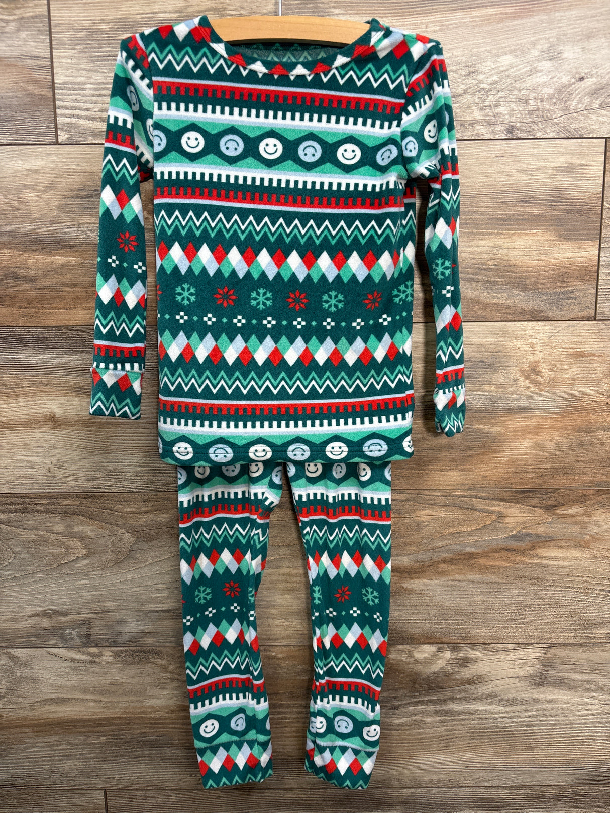 Cat & Jack 2pc Velour Fair Isle Pajama Set Green sz 5T