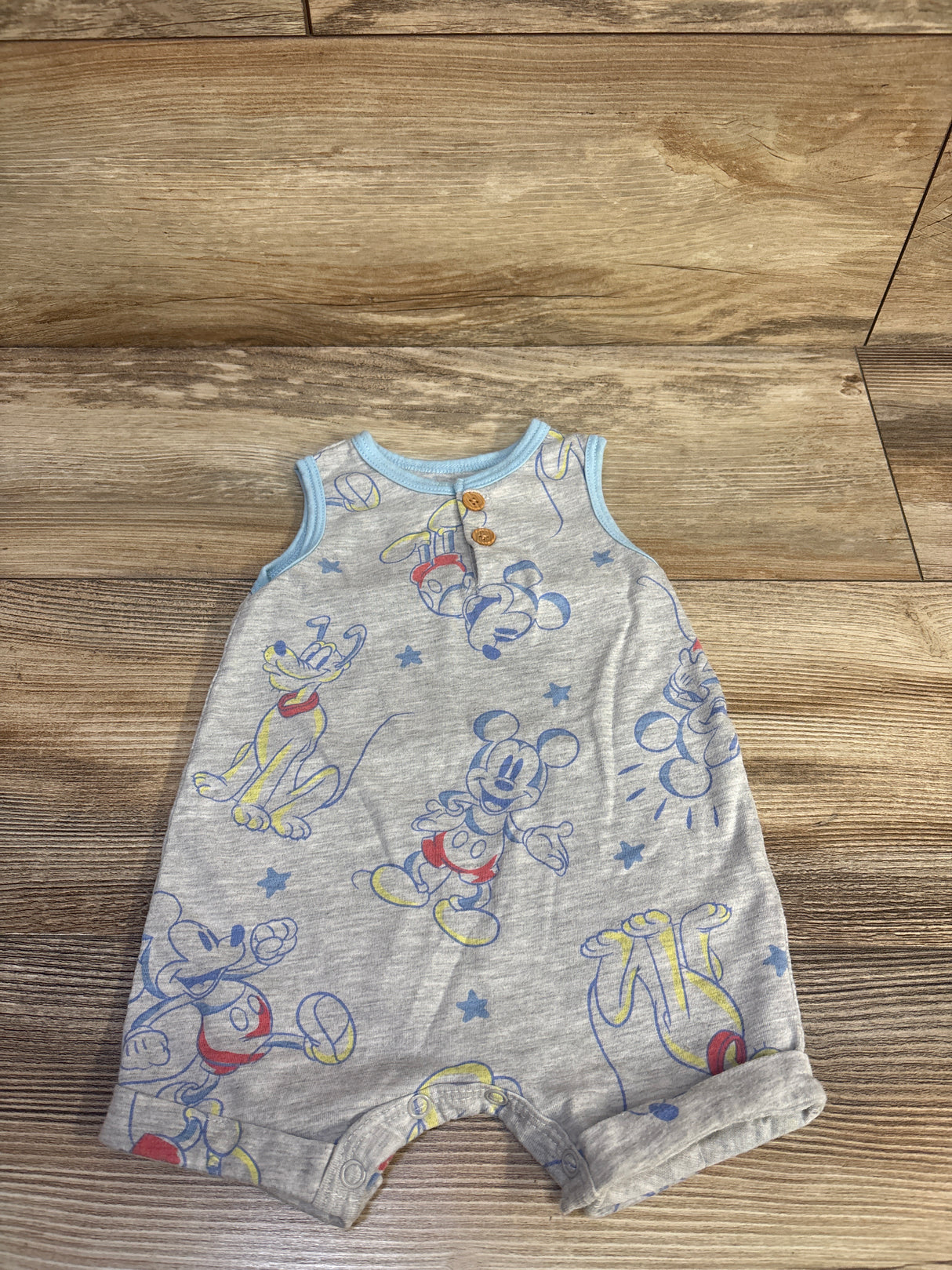 Disney Baby Mickey Mouse Henley Romper Grey sz 3-6m