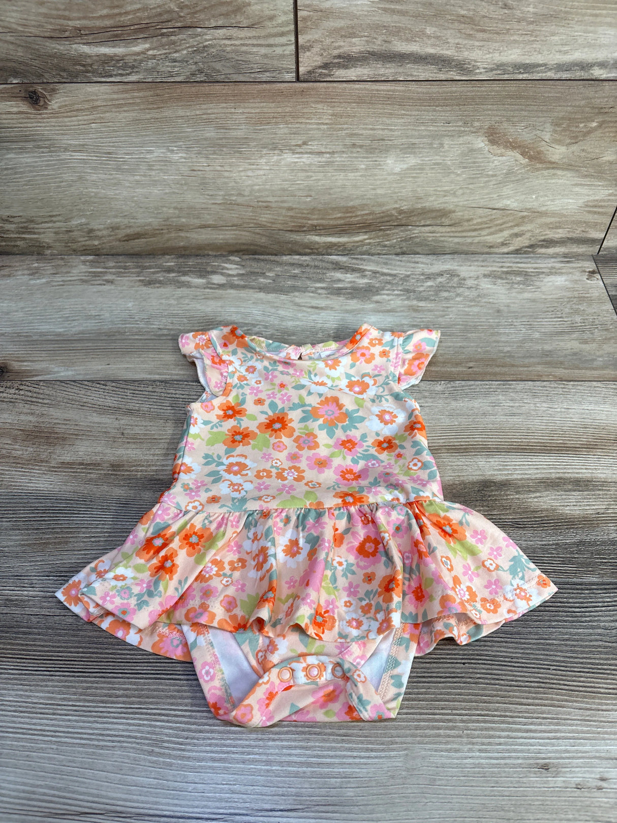 Young Hearts Floral Bodysuit Dress Orange sz 0/3m