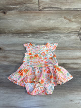 Young Hearts Floral Bodysuit Dress Orange sz 0/3m