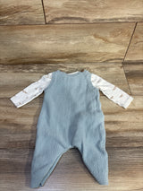 Just One You 2pc Long Sleeve Shirt & Knit Overalls Set White sz 3m
