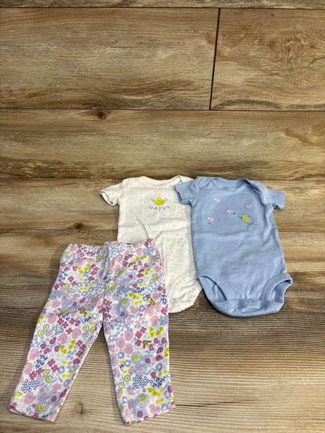 Just One You 3pc Floral Bodysuit & Pants Set Blue/White sz 6m - Me n Mommy To Be