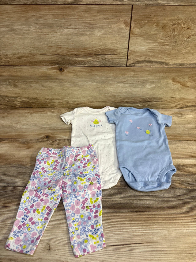 Just One You 3pc Floral Bodysuit & Pants Set Blue/White sz 6m - Me n Mommy To Be