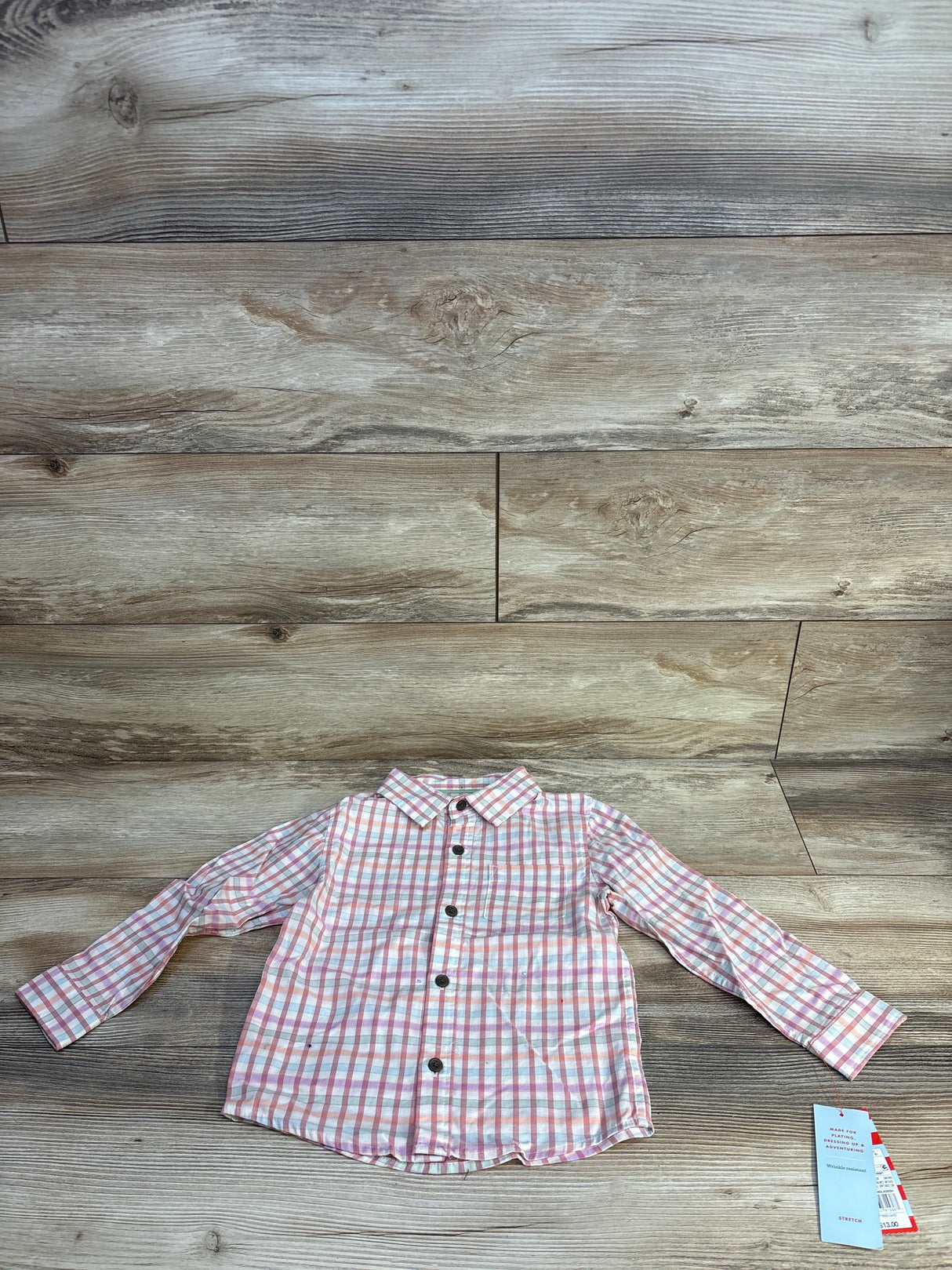 NEW Cat & Jack Plaid Button-Up Shirt Pink sz 4T