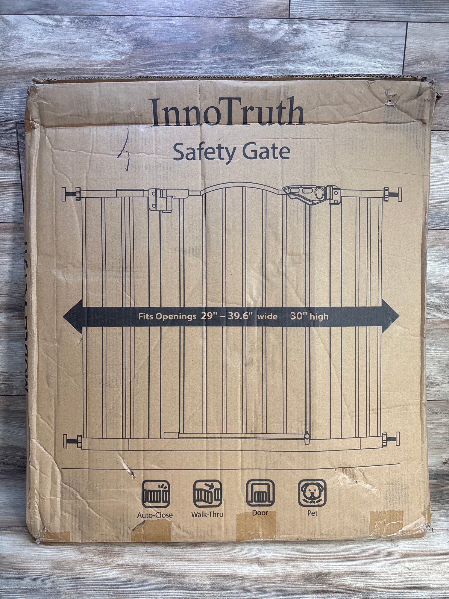 InnoTruth 30" Tall Baby Safety Gate, Black 29-39.6”
