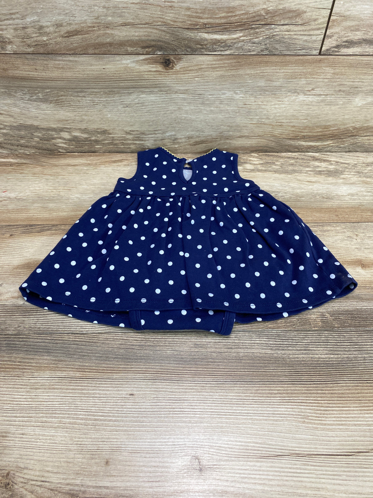 Little Me Polka Dot Bodysuit Dress Navy sz 12m