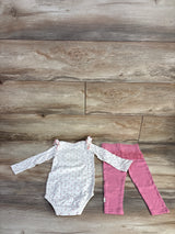 Huggies 2pc Floral Long Sleeve Bodysuit & Ruffle Leggings Set White sz 18m