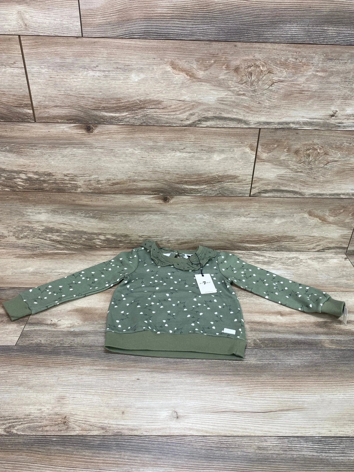 NEW 7 For All Mankind Floral Sweatshirt Green sz 3T