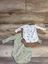 NEW Rabbit + Bear Organic 3pk Long Sleeve Bodysuits Green sz 0-3m