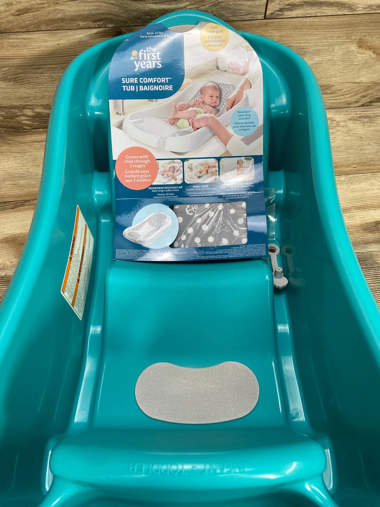 NEW The First Years Sure Comfort Newborn-to-Toddler Tub w/ Sling Teal