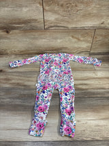 Gigi & Max Bamboo Floral Ruffle Zip Convertible Sleeper White sz 3-6m