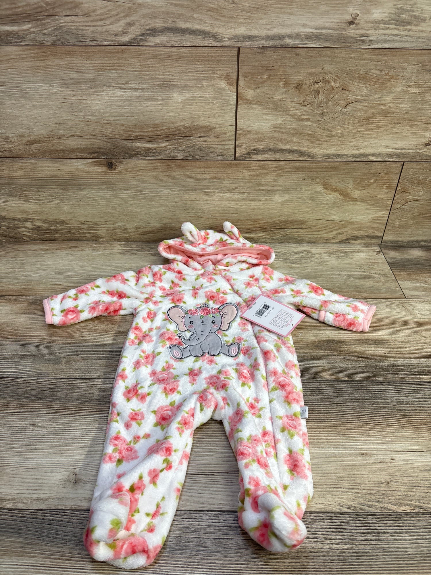 NEW Little Joy Elephant Plush Hooded Coverall White sz 0-3m