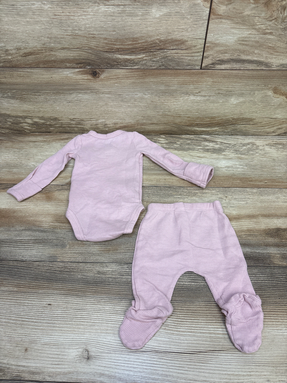 Just One You 2pc Waffle Knit Kimono Bodysuit & Footed Pants Set Pink sz Newborn