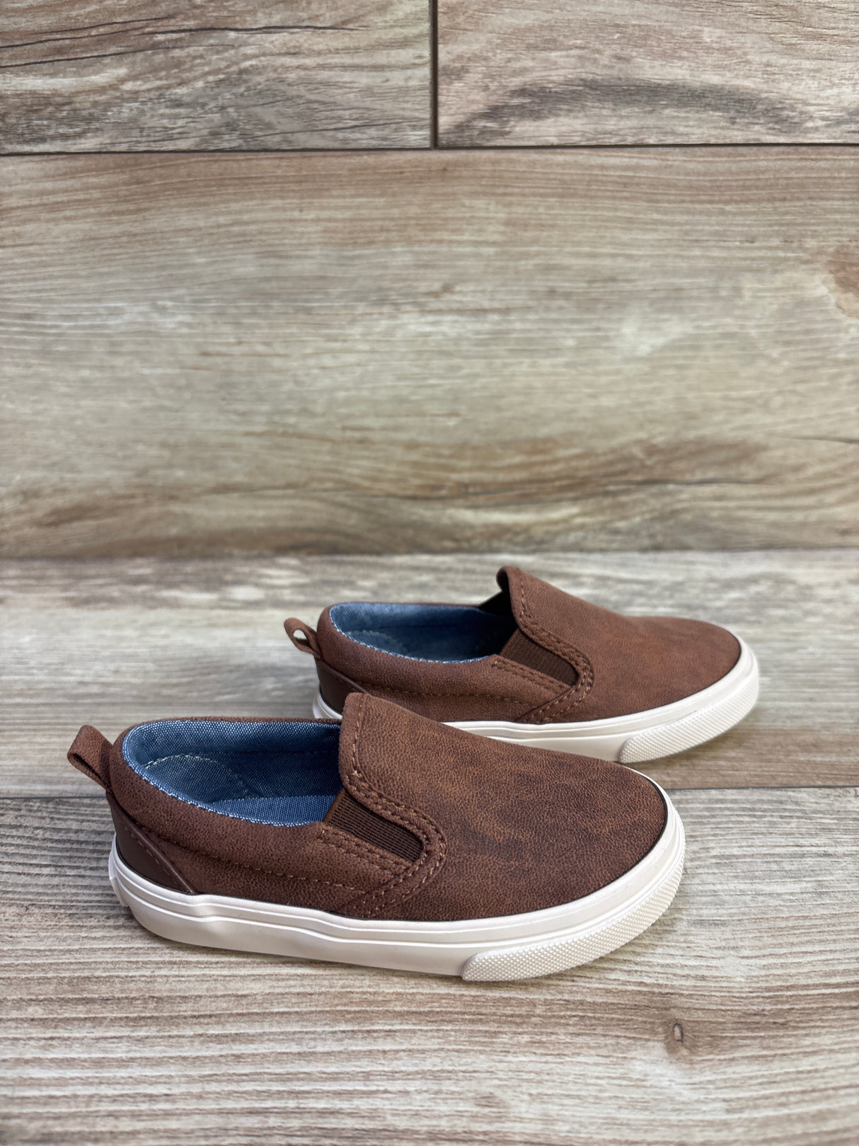 Old Navy Faux Leather Slip On Sneakers Brown sz 5c