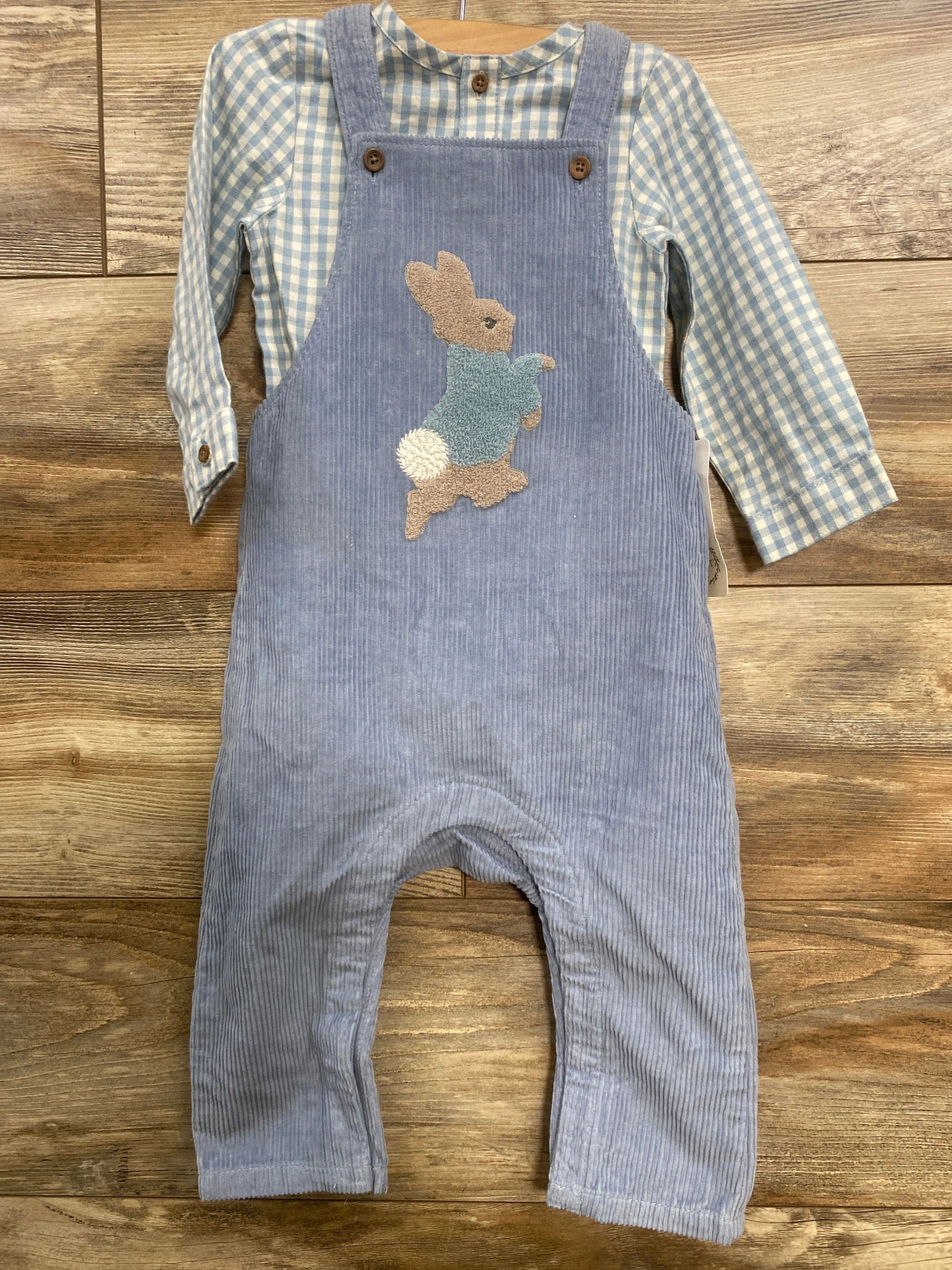 NEW M&S 2pc Peter Rabbit Overall Set Blue sz 24m