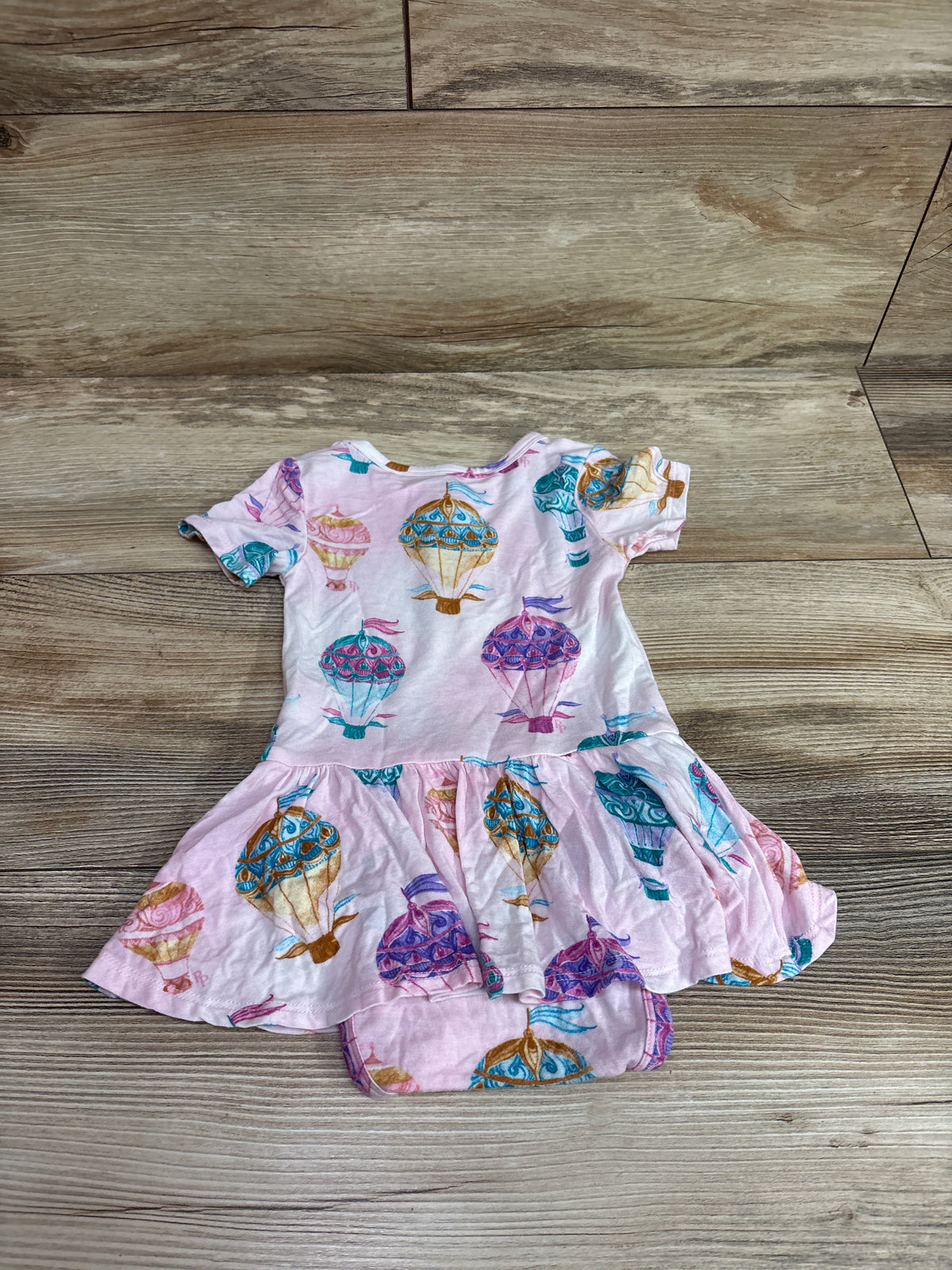 Posh P. Bamboo Hot Air Balloon Henley Twirl Skirt Bodysuit Dress Pink sz 12-18m