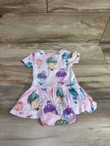 Posh P. Bamboo Hot Air Balloon Henley Twirl Skirt Bodysuit Dress Pink sz 12-18m
