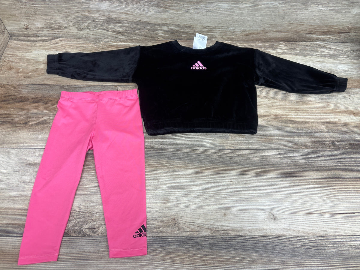 Adidas 2pc Velvet Pullover Sweatshirt & Leggings Set Black sz 12m