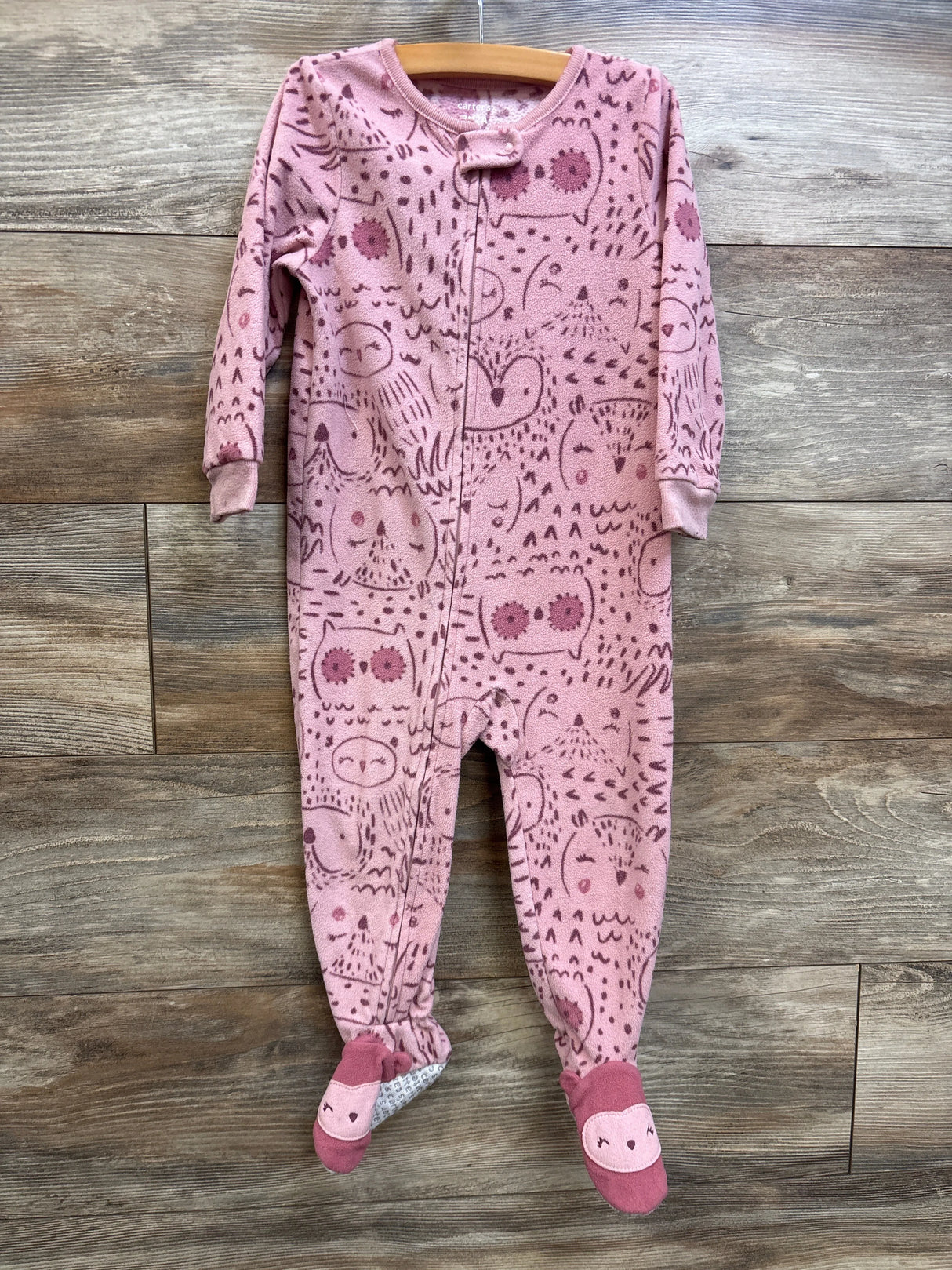 Carter's Owl Print Blanket Sleeper Pink sz 2T
