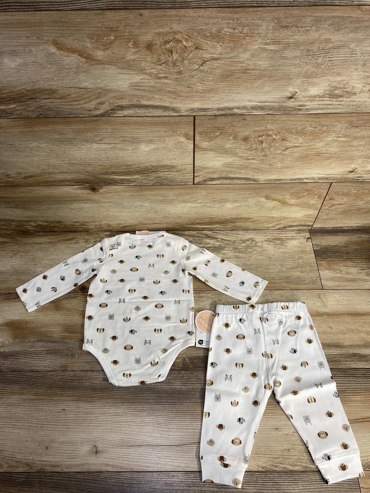 NEW First Impressions 2pc Dog Bodysuit & Pants Set White sz 6-9m
