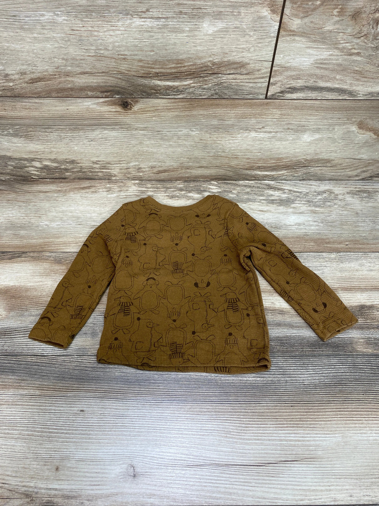 Old Navy Penguin Print Thermal Shirt Brown sz 2T