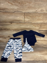 Doresbebe 3pc Ladies I Have Arrived Mustache Set Blue sz 0-3m