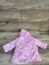 Cloud Print Hooded Bath Robe Pink sz 0-9m