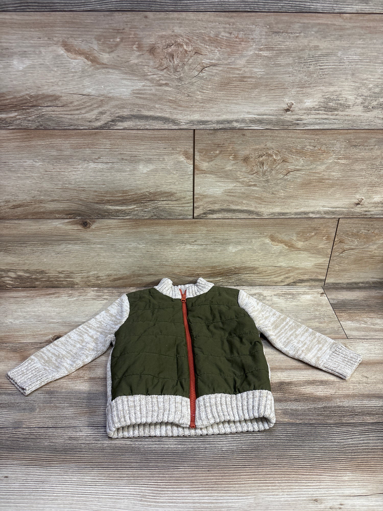 Cat & Jack Sweater Knit Quilted Jacket Beige sz 2T